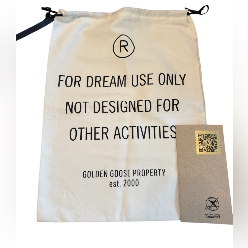 Authentic Golden Goose Shoe Dust Bag Replacement White Canvas & passport book